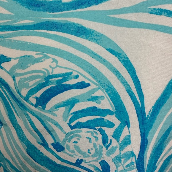 LILLY PULITZER Blue & White Belle Top Resort White Sea Ruffles | Size Small - Picture 7 of 12